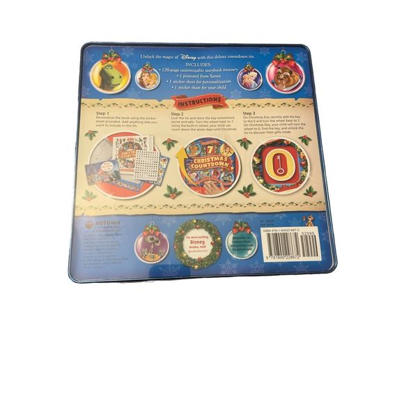 DISNEY CHRISTMAS COUNTDOWN 7 DAYS ADVENT CALENDAR MAGICAL TIN BOX OPENS TO A SUP - Picture 2 of 3